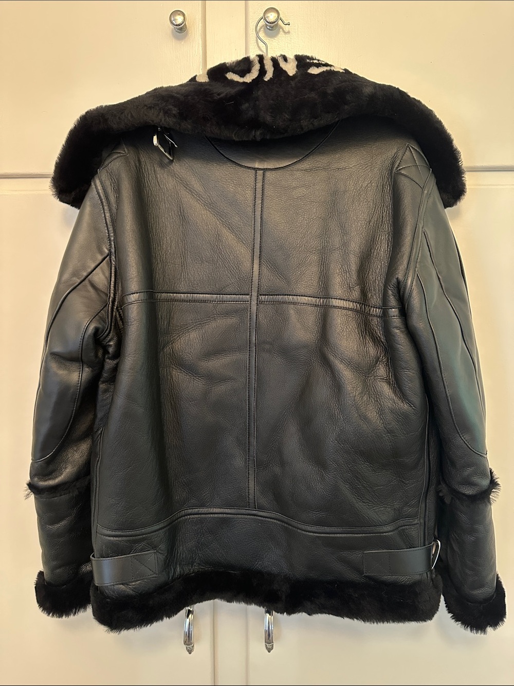 LIKE NEW Balenciaga 'Le Bombardier' Black Leather and Shearling Oversized Jacket - Picture 7 of 11